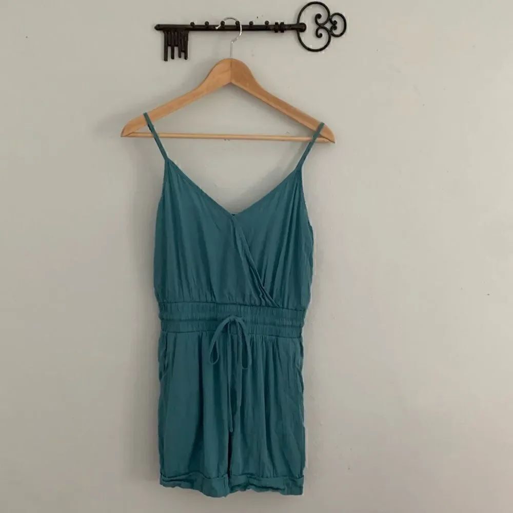 Forever 21 teal colored shorts romper elastic waist size small